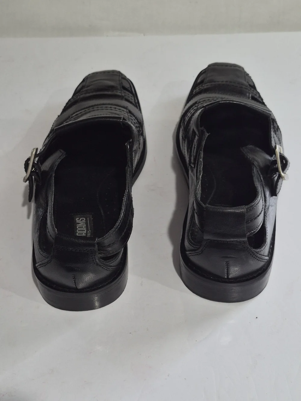 Men's Black Leather Buckle Dress Sandals